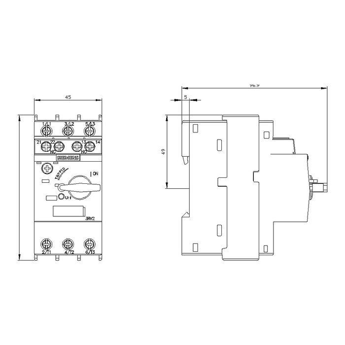 Siemens Interruptor Automático para Motor 3.5-5A 3RV2011-1FA1 3RV20111FA15 Siemens Interruptor Automático para Motor 3.5-5A 3RV2011-1FA1 3RV20111FA15