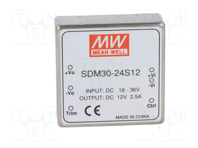 MEAN WELL SDM30-24S12 Convertidor DC/DC 30W 12VDC MEAN WELL SDM30-24S12 Convertidor DC/DC 30W 12VDC