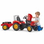 Falk Tractor de pedal SuperCharger rojo con capó de apertura y remolque