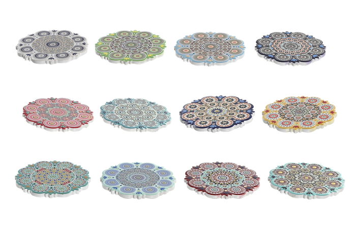 DKD Home Decor Posavasos Indio Multicolor Dolomite Corcho 11 x 0.5 x 11 cm (72 Unidades)