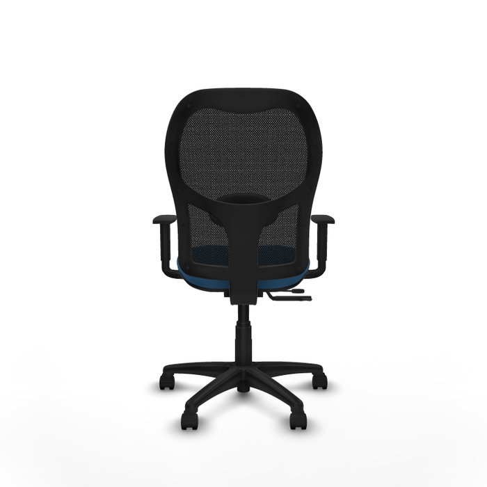 PIQUERAS Y CRESPO Silla de oficina Alocén con mecanismo traslack, malla negra y asiento azul claro PIQUERAS Y CRESPO Silla de oficina Alocén con mecanismo traslack, malla negra y asiento azul claro