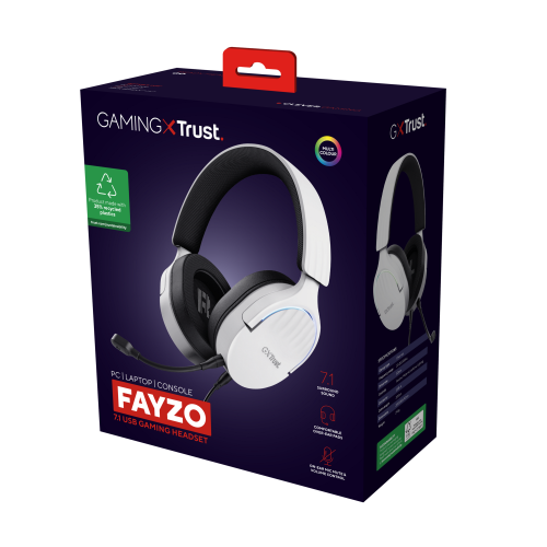 Trust GXT 490 FAYZO 7.1 Auriculares Alámbricos Blanco