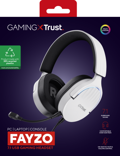Trust GXT 490 FAYZO 7.1 Auriculares Alámbricos Blanco