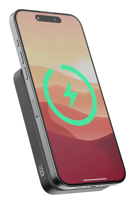 Xtorm FS5W101 Powerbank Cargador Inalámbrico Magnético 10000 mAh con Soporte y Pantalla LED - MagCharge Ultra 15W Compatible MagSafe para iPhone - Negro