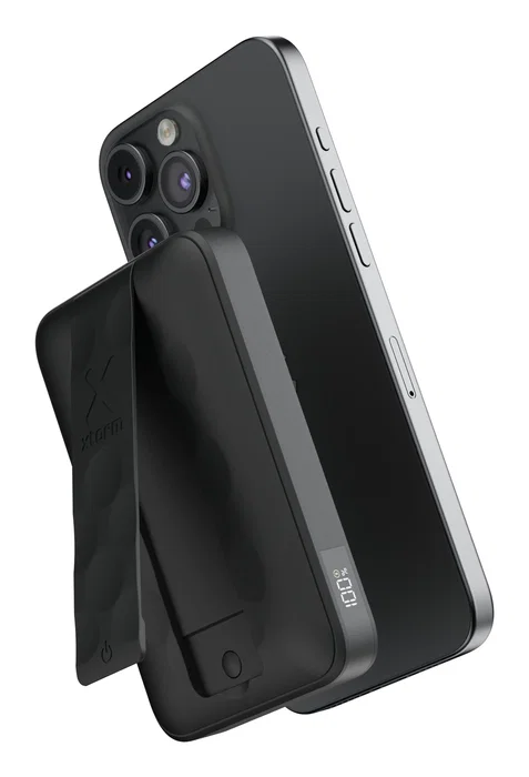 Xtorm FS5W101 Powerbank Cargador Inalámbrico Magnético 10000 mAh con Soporte y Pantalla LED - MagCharge Ultra 15W Compatible MagSafe para iPhone - Negro