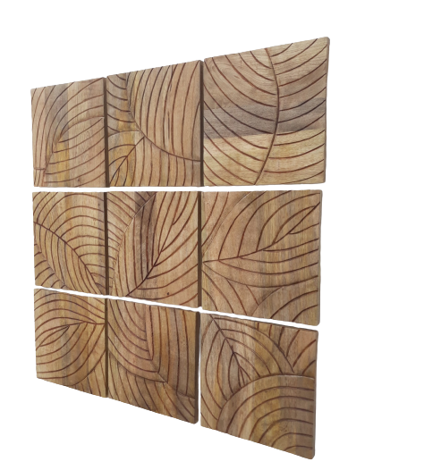 DKD Home Decor Set de Decoración de Pared de 9 Piezas con Hojas en Mango y MDF 90x90 cm DKD Home Decor Set de Decoración de Pared de 9 Piezas con Hojas en Mango y MDF 90x90 cm