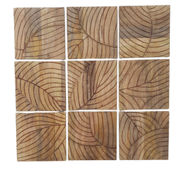 DKD Home Decor Set de Decoración de Pared de 9 Piezas con Hojas en Mango y MDF 90x90 cm