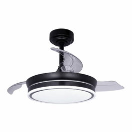 Cristalrecord Moss mini Ventilador de techo negro con aspas retráctiles LED 3CCT