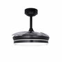 Cristalrecord Ventilador de Techo LED MOSS Mini 3CCT Dimmable, Aspas Retráctiles Ø92 cm, 46W 5580 m³/h, 6 Velocidades, Motor DC, Mando Incluido, Negro