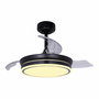 Cristalrecord Ventilador de Techo LED MOSS Mini 3CCT Dimmable, Aspas Retráctiles Ø92 cm, 46W 5580 m³/h, 6 Velocidades, Motor DC, Mando Incluido, Negro