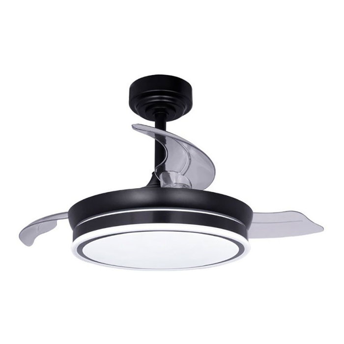 Moss Mini Ventilador de Techo con Luz LED 3CCT, Aspas Retráctiles de 92 cm, 46W, 5520 lm, 6 Velocidades, Motor DC, Mando a Distancia, Color Negro Moss Mini Ventilador de Techo con Luz LED 3CCT, Aspas Retráctiles de 92 cm, 46W, 5520 lm, 6 Velocidades, Motor DC, Mando a Distancia, Color Negro