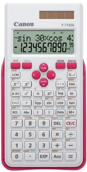 Canon F-715SG Calculadora Científica de Bolsillo 12 Dígitos 2 Líneas con 17 Memorias, Dual Batería LR44/Solar, Color Blanco y Rosa