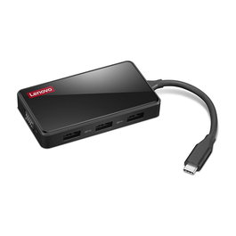 Lenovo 100 USB-C Travel Dock GX91M73945 - Hub USB-C con 3 USB-A, HDMI 4K 30Hz y VGA - Negro