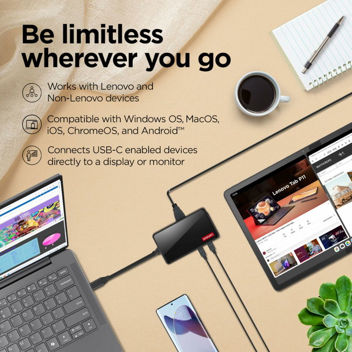 Lenovo 100 USB Type-C Dock GX91M73945 Negro