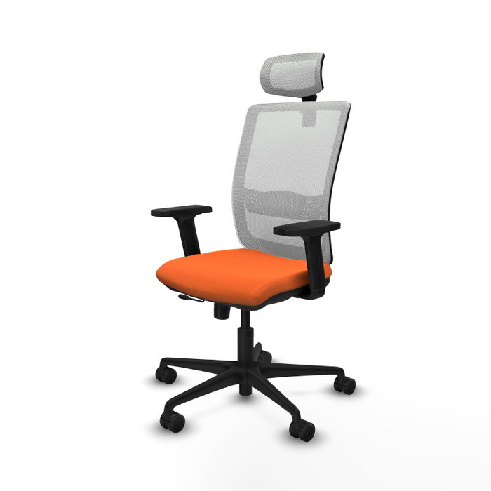 PIQUERAS Y CRESPO Silla de oficina Haches Naranja y Blanco con mecanismo Sincro/Traslack