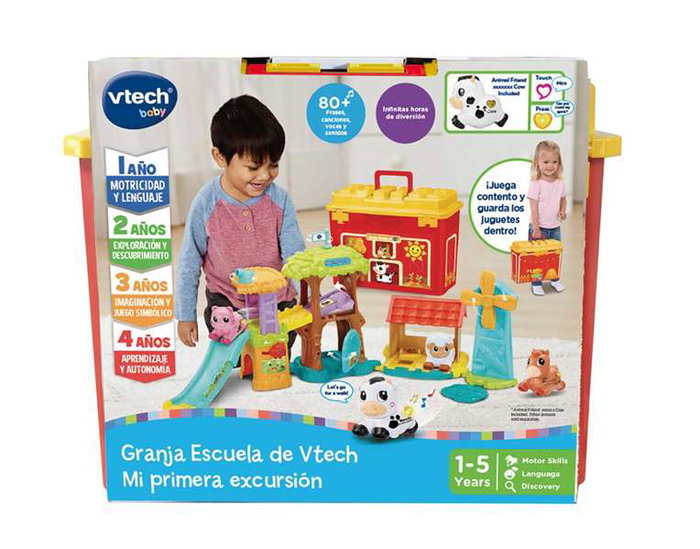 VTech Granja Escuela Mi Primera Excursión con Luces y Sonidos, Incluye Vaca Lechera, 38x13,3x33 cm, Juguete Educativo 1-4 años