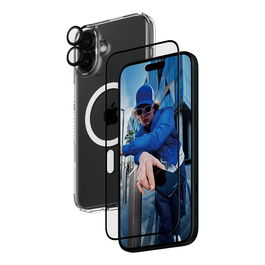 PanzerGlass Protección 3-en-1 para iPhone 16 Plus, Protector de Pantalla y Cámara Resistente a Rayones y Golpes, Transparente