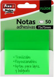 FIXO Notas Adhesivas Traslúcidas Verde Neón (Set de 24)