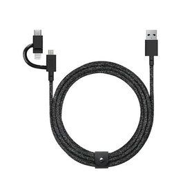 Native Union Belt Cable 3 en 1 - USB-C, Lightning, Micro-USB - 2m - Cosmos - Certificado Apple MFi