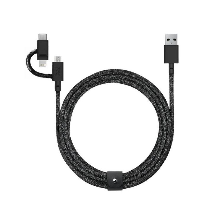 Native Union Belt Cable 3 en 1 - USB-C, Lightning, Micro-USB - 2m - Cosmos - Certificado Apple MFi Native Union Belt Cable 3 en 1 - USB-C, Lightning, Micro-USB - 2m - Cosmos - Certificado Apple MFi