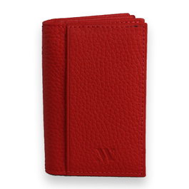 Zoozie Bags Cartera 4427 de Piel Genuina Roja para Mujer - Compacta 6.5 x 10 x 1.5 cm con 10 Compartimentos para Tarjetas