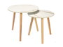 Giftdecor Set 2 Mesas Auxiliares 48 cm y 39 cm Patas Naturales Madera Blanco Natural