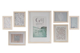 DKD Home Decor Set de 7 Marcos de Fotos Verde Menta y Natural con Cristal