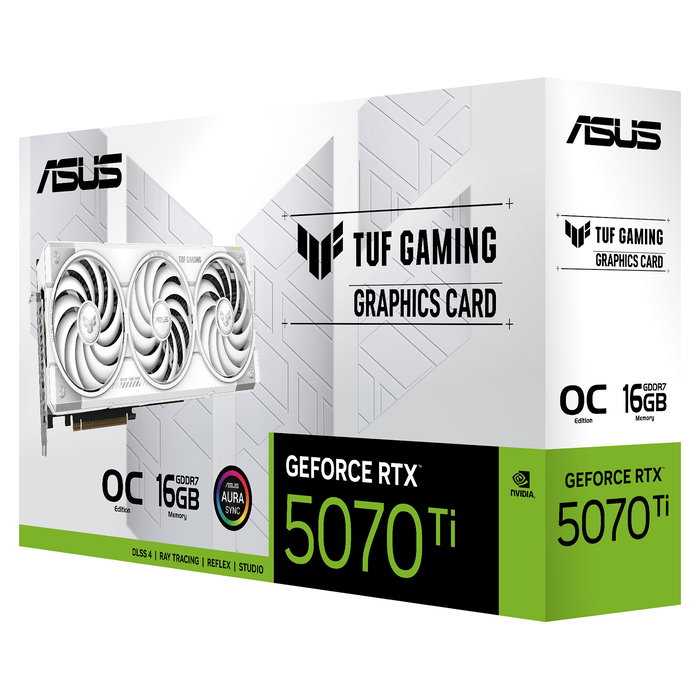 ASUS TUF-RTX5070TI-O16G-WHITE-GAMING Tarjeta Gráfica GeForce RTX 5070 Ti 16GB GDDR7 Ventilador Triple Blanca OC