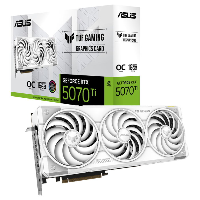 ASUS TUF-RTX5070TI-O16G-WHITE-GAMING Tarjeta Gráfica GeForce RTX 5070 Ti 16GB GDDR7 Ventilador Triple Blanca OC