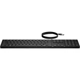 HP Teclado 320K con Cable para Oficina - USB - Negro - Diseño Completo (100%) con Teclado Numérico y Teclas de Perfil Bajo - Windows 10/11