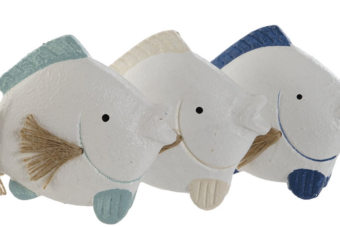 DKD Home Decor Figura Decorativa Pez Azul Marino y Azul Celeste Resina 6.5 x 15.5 x 21 cm (6 Unidades)
