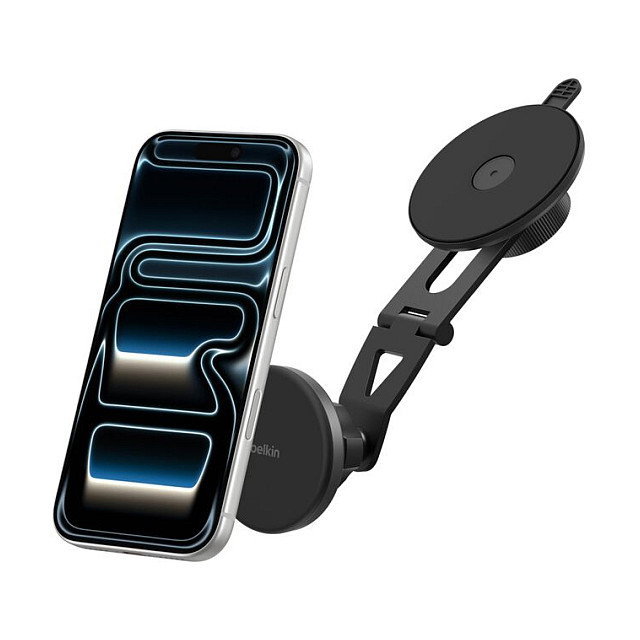 Belkin WIC013hqBK Cargador inalámbrico magnético Qi2 para coche con soporte activo para smartphone, compatible iPhone, Google Pixel, Samsung Galaxy, Negro