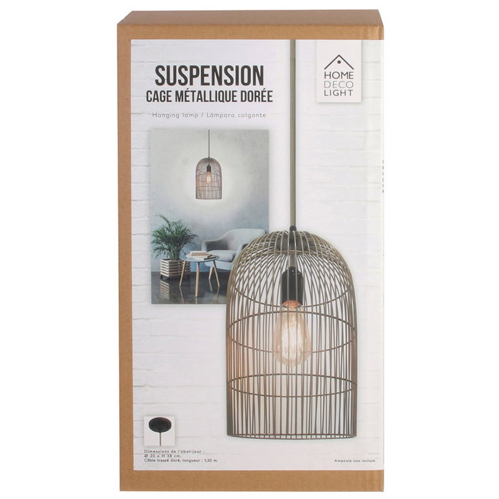 Home Deco Light Lámpara Colgante Jaula Champán Decoración Hogar Moderna 20 cm Home Deco Light Lámpara Colgante Jaula Champán Decoración Hogar Moderna 20 cm