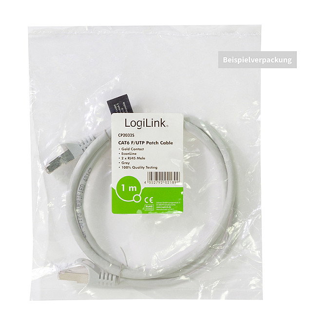 LogiLink Cable de red Cat.6 F/UTp 0,25m Gris EconLine