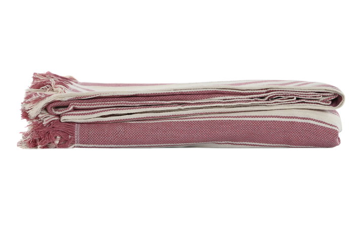 DKD Home Decor Plaid Rosa Crudo 260 x 230 cm (2 Unidades) Algodón Reciclado/Poliéster Hecho a Mano Multiusos