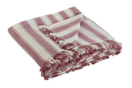 DKD Home Decor Plaid Rosa Crudo 260 x 230 cm (2 Unidades) Algodón Reciclado/Poliéster Hecho a Mano Multiusos
