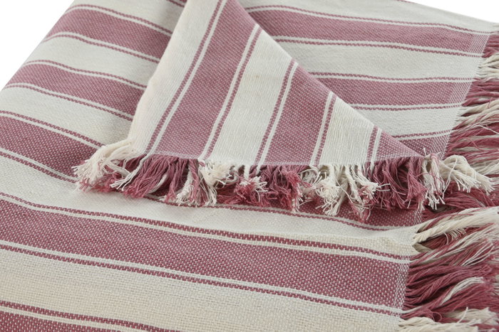 DKD Home Decor Plaid Rosa Crudo 260 x 230 cm (2 Unidades) Algodón Reciclado/Poliéster Hecho a Mano Multiusos