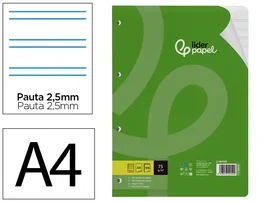 Liderpapel Recambio A4 100 Hojas 75gr Pauta 5 2.5mm Con Margen 4 Taladros