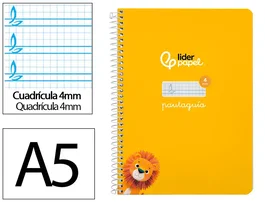 Liderpapel Cuaderno Espiral A5 Tapa Dura 80 Hojas 90gr Cuadro Pautado 4mm Color Amarillo