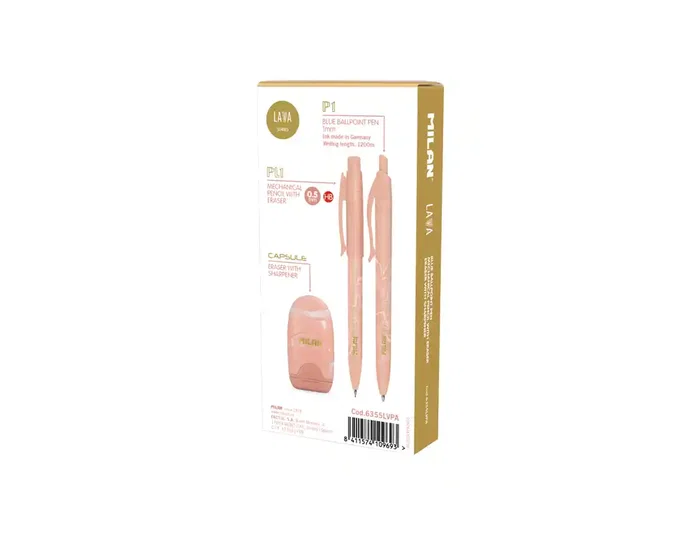 Milan Serie Lava Set de Escritura Rosa con Bolígrafo P1, Portaminas PL1 y Afilaborra Capsule