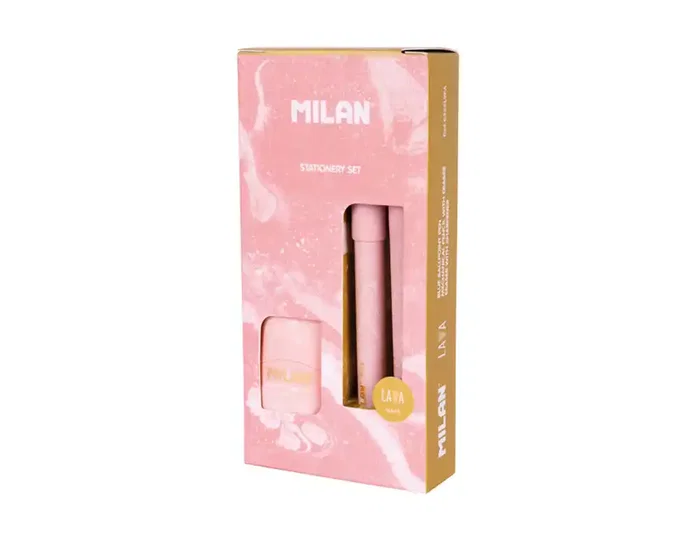 Milan Serie Lava Set de Escritura Rosa con Bolígrafo P1, Portaminas PL1 y Afilaborra Capsule