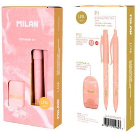 Milan Caja Regalo Serie Lava P1, Portaminas PL1 0.5 Y Afilaborra Capsule Rosa