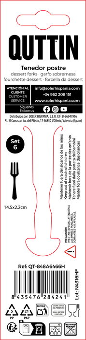 Quttin Set de 6 Tenedores de Postre Antártica 1.5mm