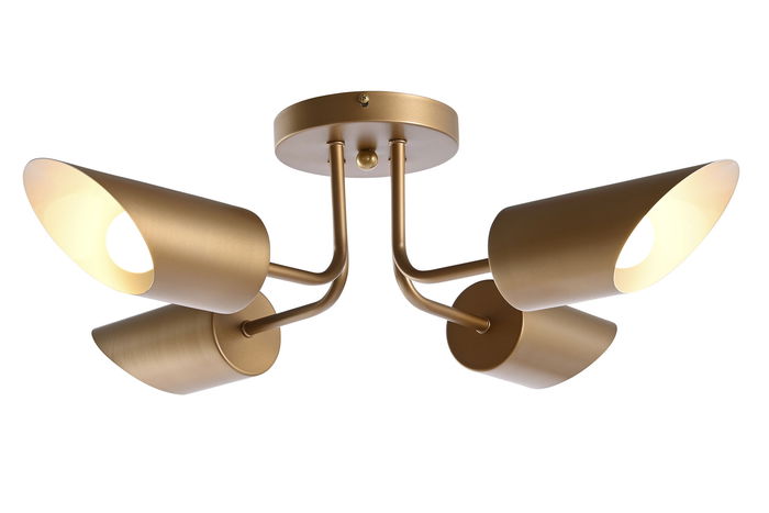 DKD Home Decor Lámpara de Techo Moderna Dorada Metal 4 Focos 67 x 20 x 67 cm