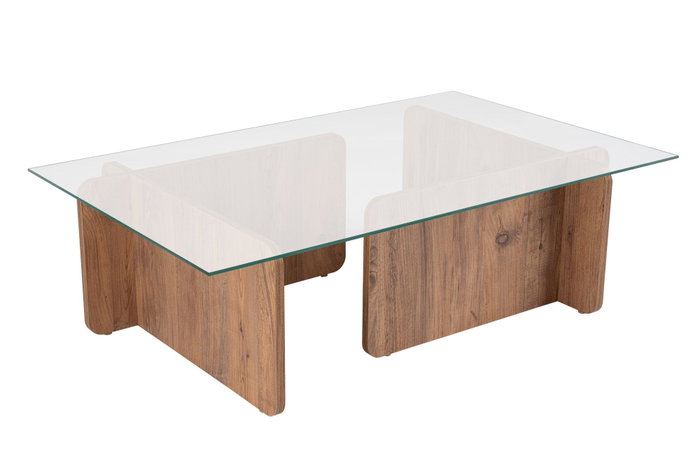 Nordure Flavio Mesa de Centro de Pino Atlántico con Tapa de Cristal Templado 105x65x30cm
