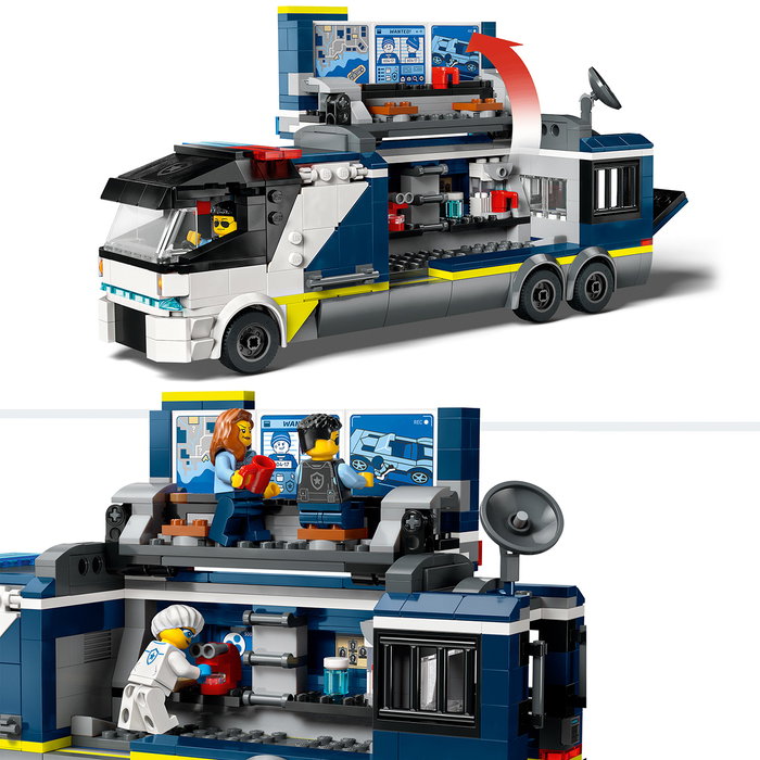 LEGO 60418 Laboratorio Criminología Móvil Policía City - Camión 2 Niveles, Moto Quad y 5 Minifiguras | +7 Años