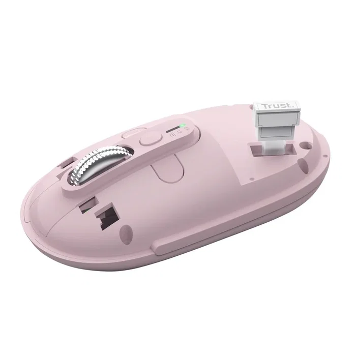 Trust Seron Slim Multi Ratón Óptico Inalámbrico RF + Bluetooth Ambidextro 3200 DPI Rosa - Para Oficina, Windows, macOS, Android, iOS