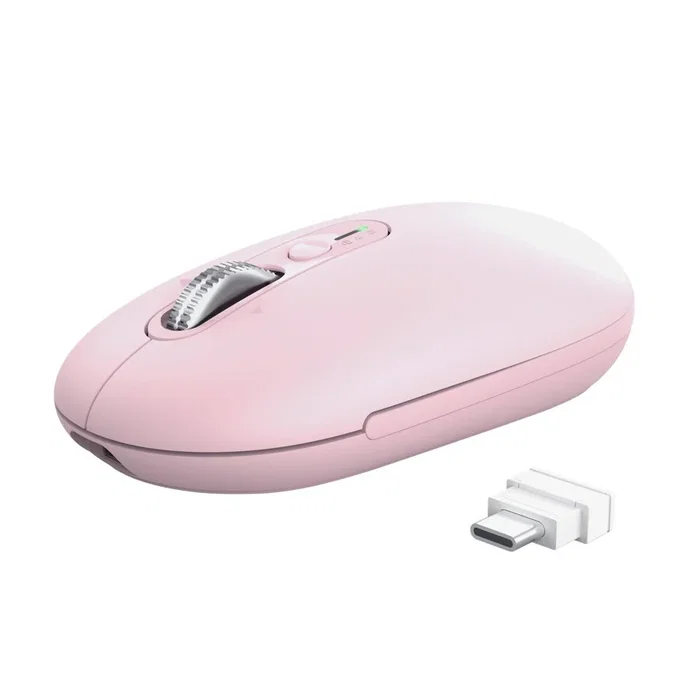Trust Seron Slim Multi Ratón Óptico Inalámbrico RF + Bluetooth Ambidextro 3200 DPI Rosa - Para Oficina, Windows, macOS, Android, iOS