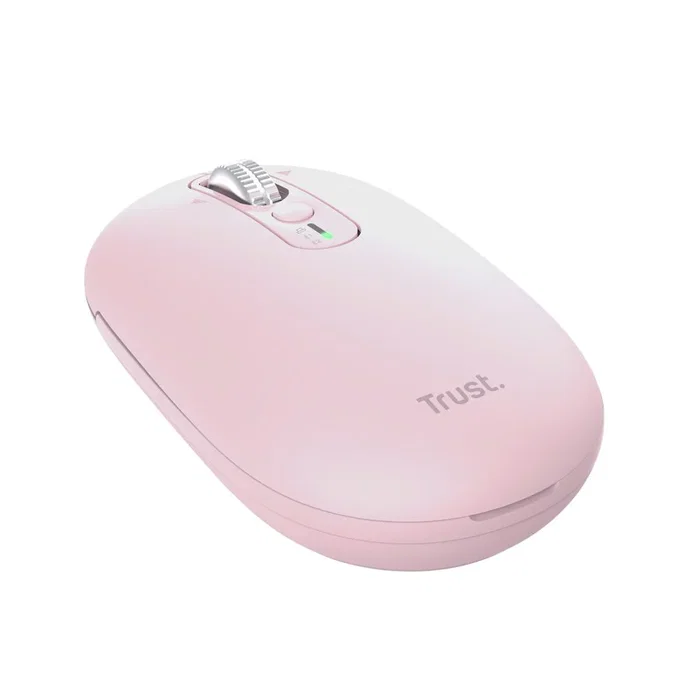 Trust Seron Slim Multi Ratón Óptico Inalámbrico RF + Bluetooth Ambidextro 3200 DPI Rosa - Para Oficina, Windows, macOS, Android, iOS