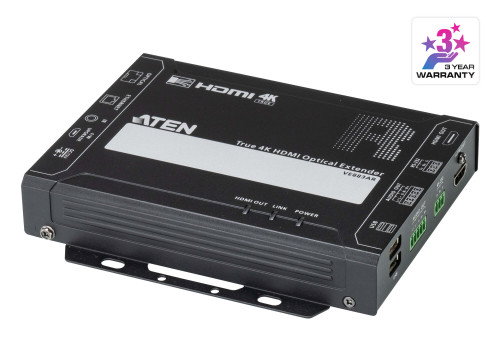 ATEN VE883AK2 Extensor Óptico HDMI 4K 10km, Transmisor y Receptor, 4096x2160, Negro, 10.2 Gbps